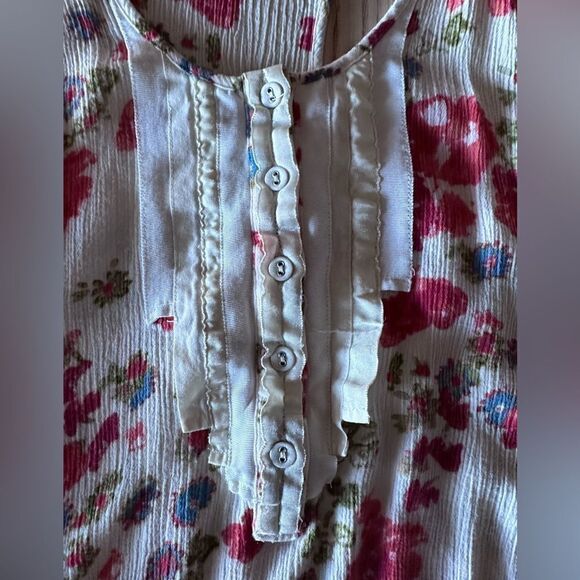 Free People Floral Ruffle Tiered racerback cream with red flowers- Size Small - Picture 8 of 9